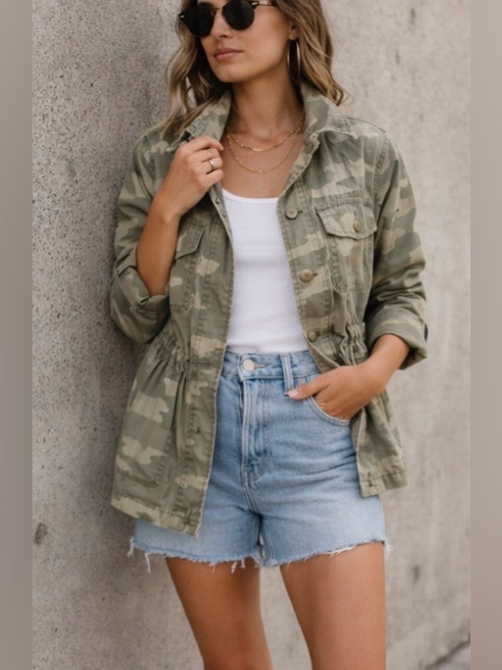 American Eagle Camo Utility Jacket AE-177 Military Field Jacket Drawstring Waist